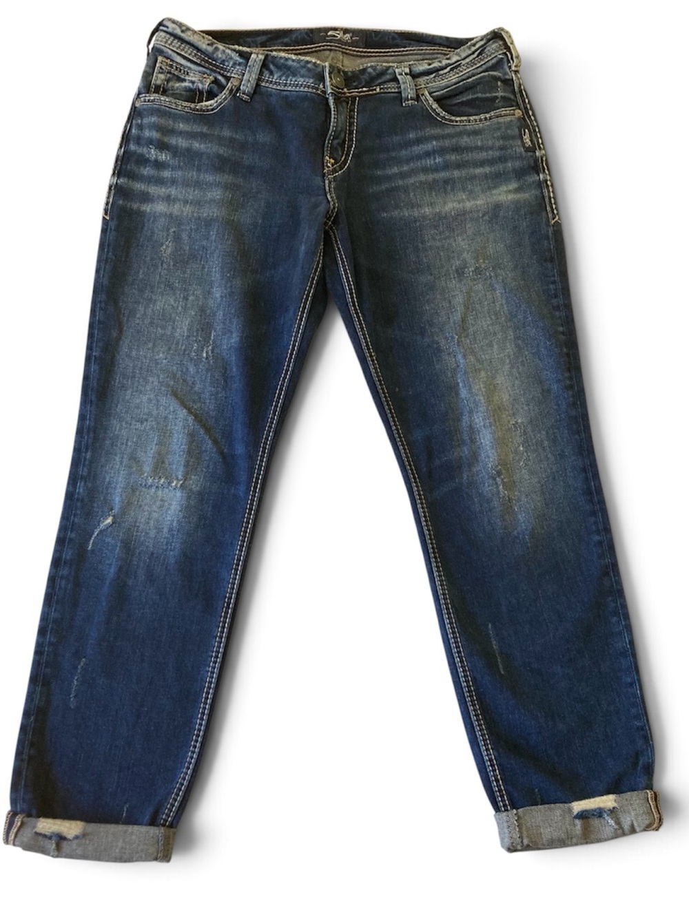 Silver Jeans Company SAM Jeans Indigo Blue with Rolled Cuffs
Sz 29 Cotton
